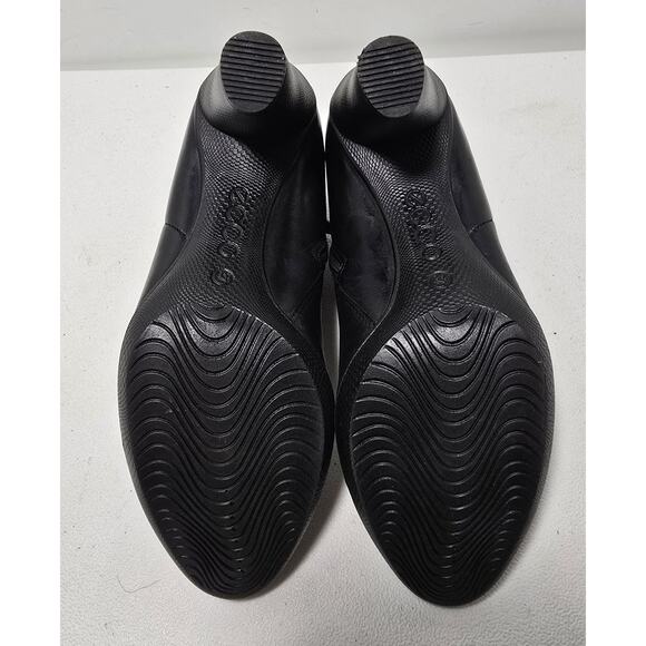 WOMEN'S ECCO LEATHER SIDE ZIP ANKLE BOOTS BOOTIES BLACK HEELS SZ 37-US 6.5 B - Picture 8 of 10